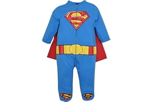WARNER BROS. Justice League Batman Superman Lightweight Breathable Baby Zip Up Costume Coverall with Cape Newborn to Kid