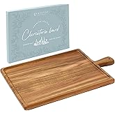 Grazerie Charcuterie Board - Acacia Wood Cutting Board for Kitchen with Handle, Cheese Board for Vegetables, Bread, Fruits, Meat - Decorative Wooden Serving Tray House Warming Gift