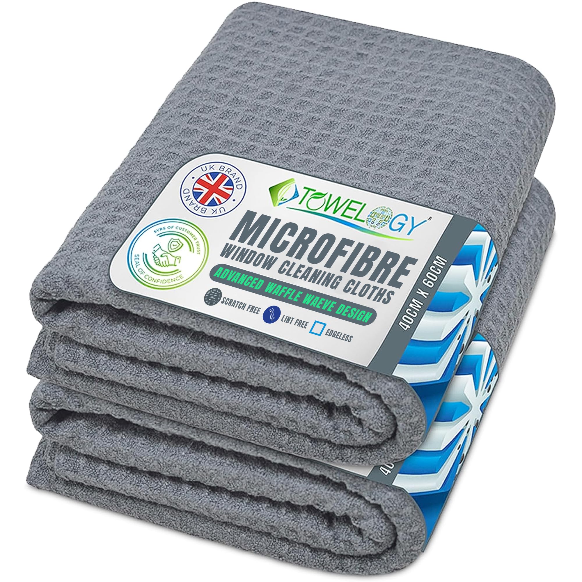Towelogy® Premium Streak Free Window Cleaning Cloths Professional Extra Large Magic Glass Cleaner Cloth 40x60cm
