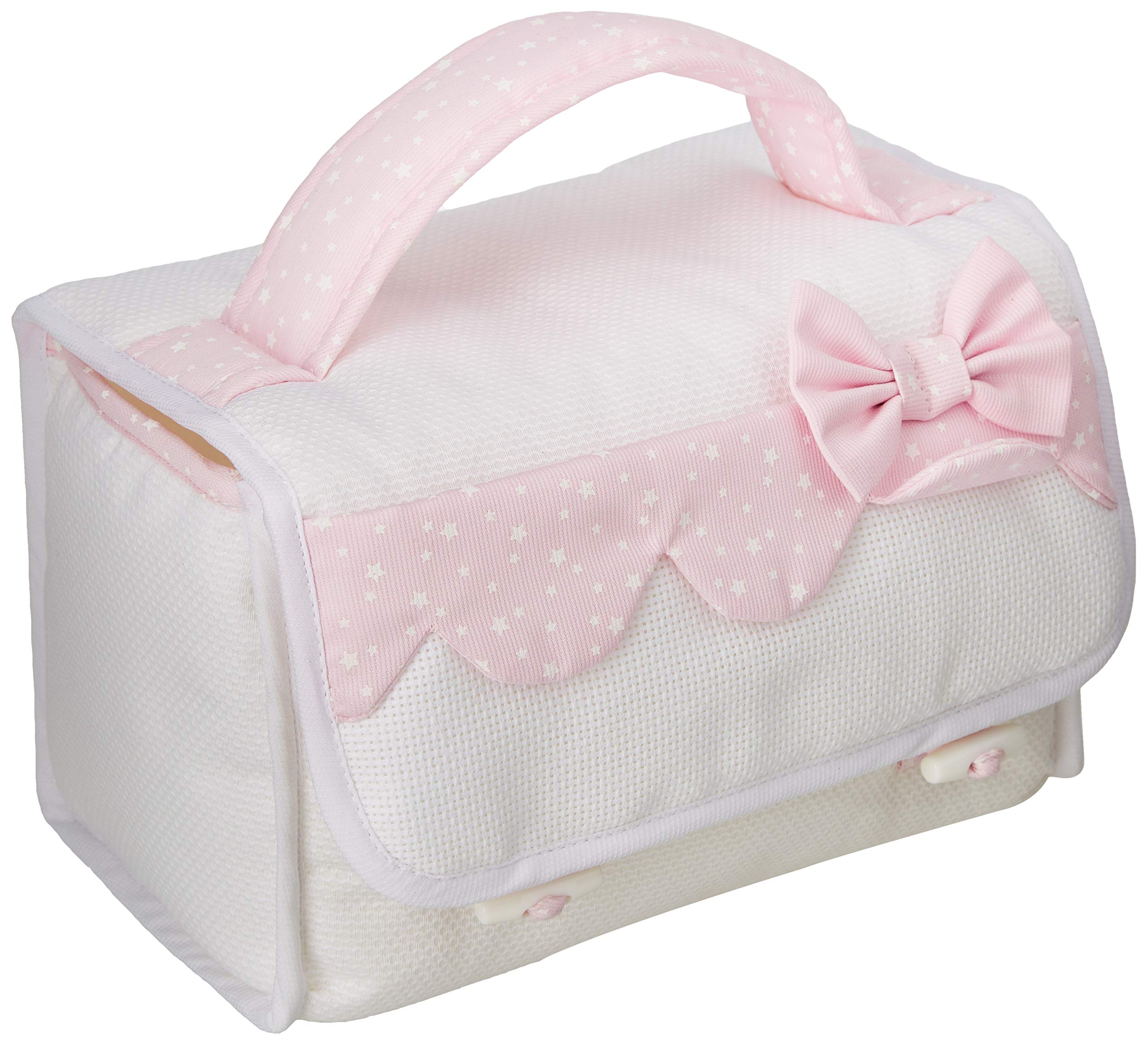 Filet - Beauty Case, Italian Product for Babies/Early Childhood, Externally: Cotton and Internally: Polyester - White, Pink