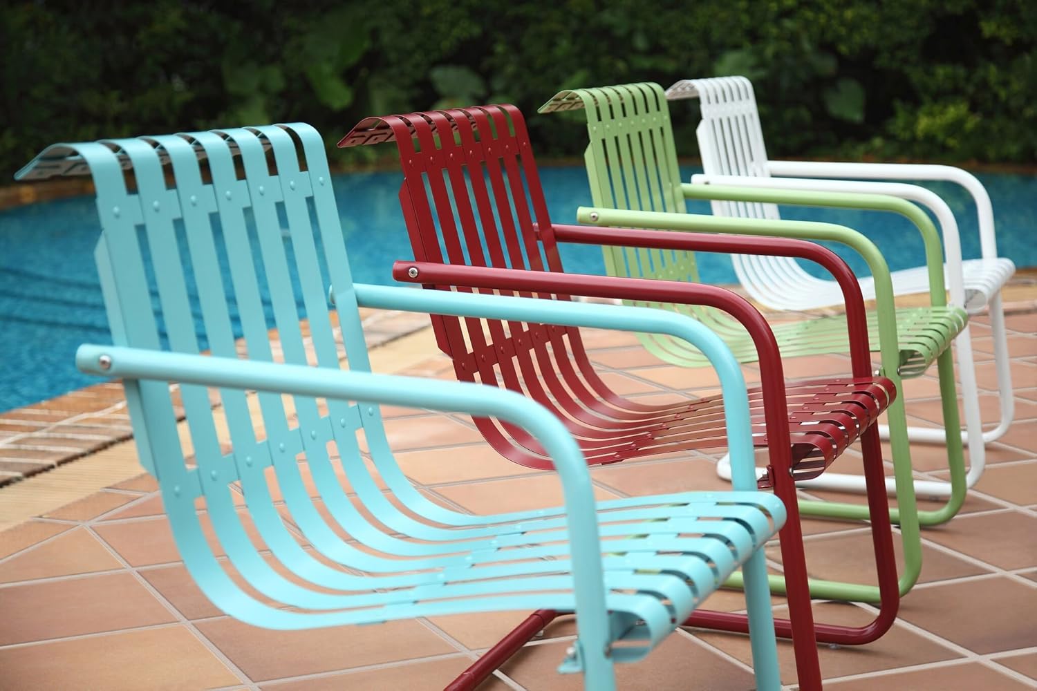 Crosley Furniture Gracie Retro Metal Outdoor Spring Chair - Oasis Green (Set of 2) : Garden & Outdoor