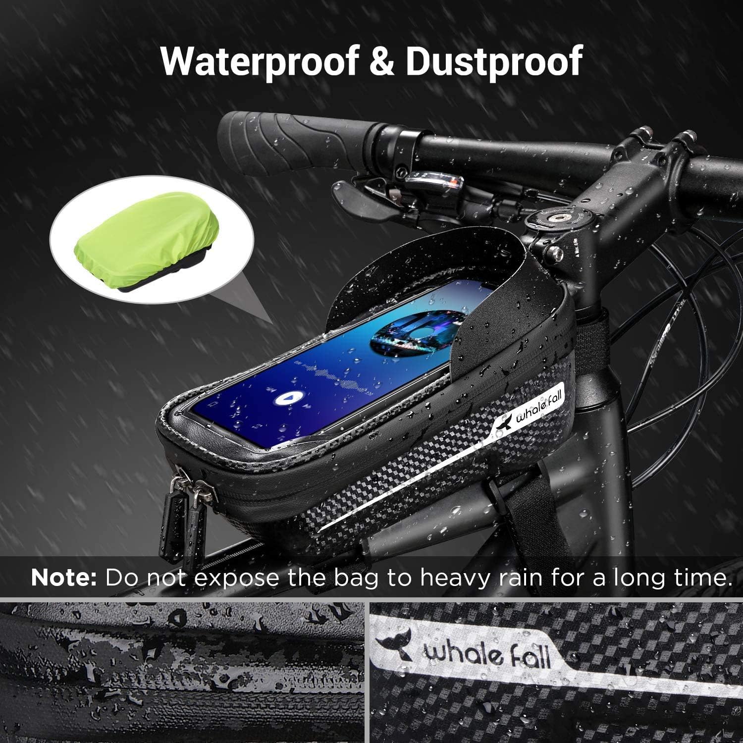 whale fall Bike Phone Holder Waterproof, Hard Casing Bike Bag, Bicycle Frame Bag with Touchscreen - Image 5