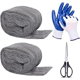 Apalie 2Pack Steel Wool for Mice Control 3.2" x10.5 ft Wool, Gap Filler for Home &amp; Garage, DIY Bundle with Gloves &amp; Scissors