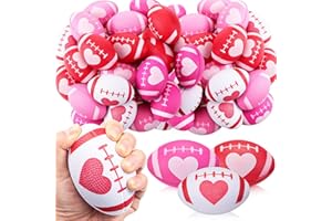 MiniInflat 24 Pcs Valentine's Day Football Stress Balls 3.43'' Football Squeeze Foam Balls Stress Relief Toys for Valentine's Day Party Game Favors (Heart, Red, Rose, White, Pink)