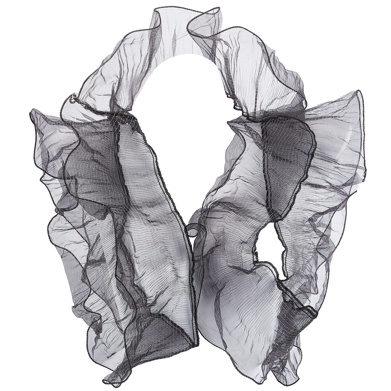 GORGECRAFT 10 Yard Organza Ruffled Pleated Lace Fabric Trim Retro Ruffle Pleated Chiffon Trimmings Polyester Border Lace Fabric for Diy Wedding Dress Craft Home Decor, Black