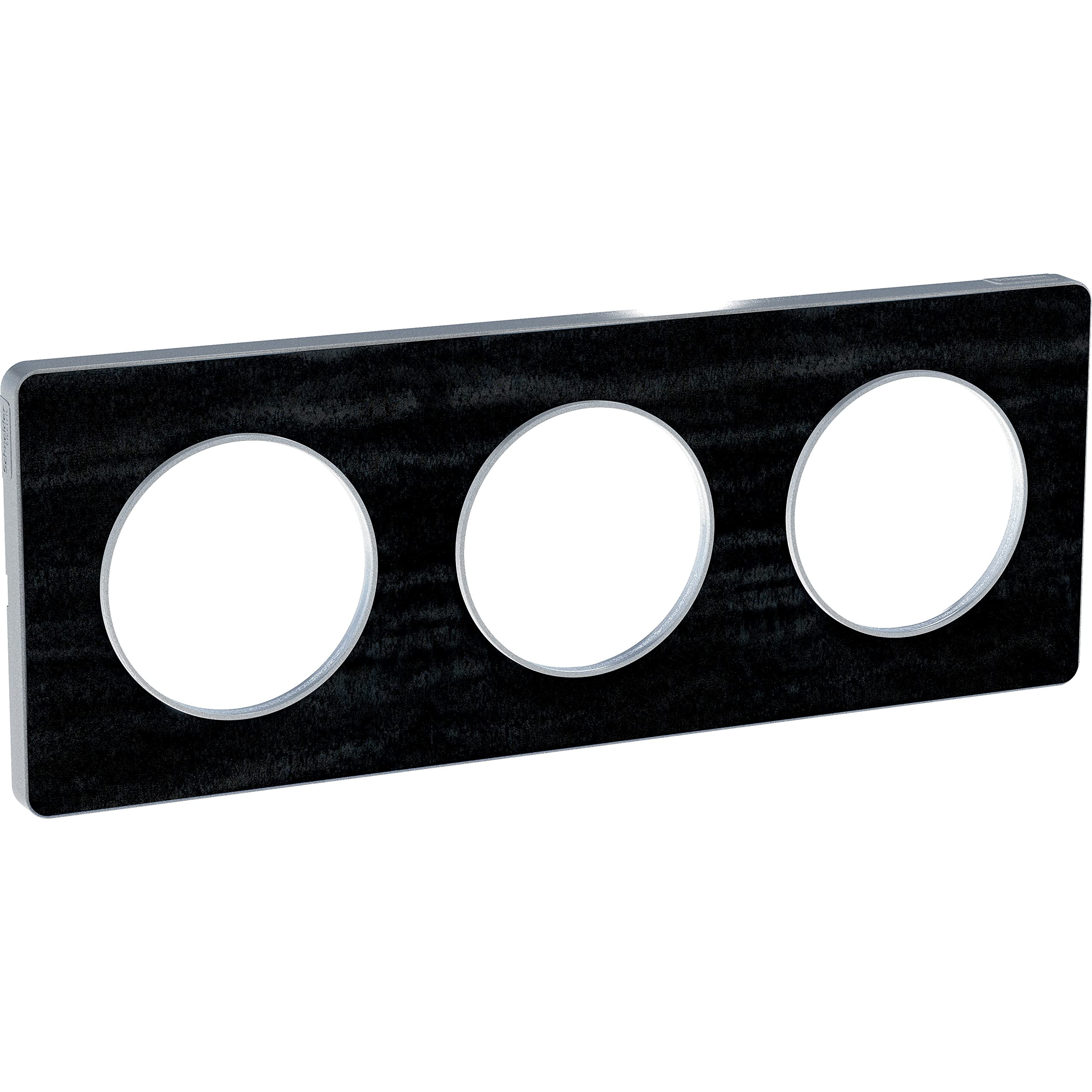Odace Touch AstrakAn Oak Plate with Aluminium Border 3 Holes Distance 71 mm