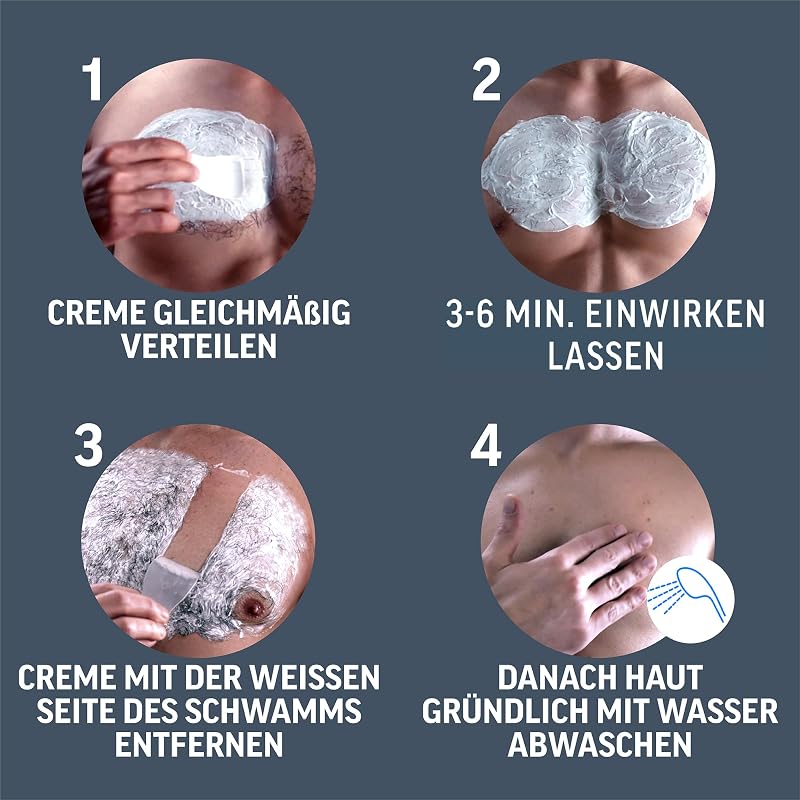 Men Haarentfernungscreme für Oberkörper & Beine - Enthaarungscreme für Männer, Haarentfernung in 5-10 Minuten - 200 ml Tube & Spatel