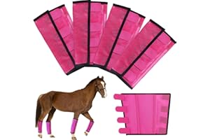 KUEIOX Mesh Horse Fly Boots Set of 4，Adjustable and Universal Loose Fitting & Non-Slip Horse Fly Leggings for Horses,Reduce Stressful Stomping (Pink)