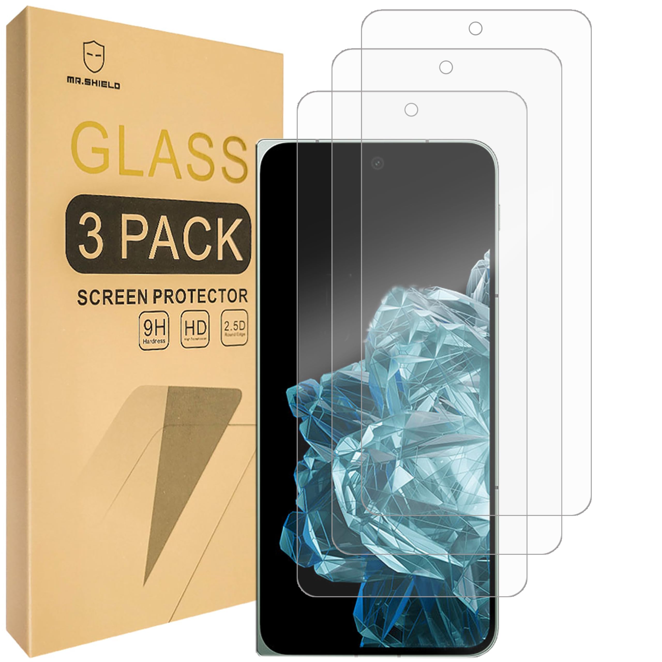 Mr.Shield Screen Protector compatible with OnePlus Open [Not For Original Case Version] [Front Screen ONLY] [Tempered Glass] [3-PACK] [Japan Glass with 9H Hardness]