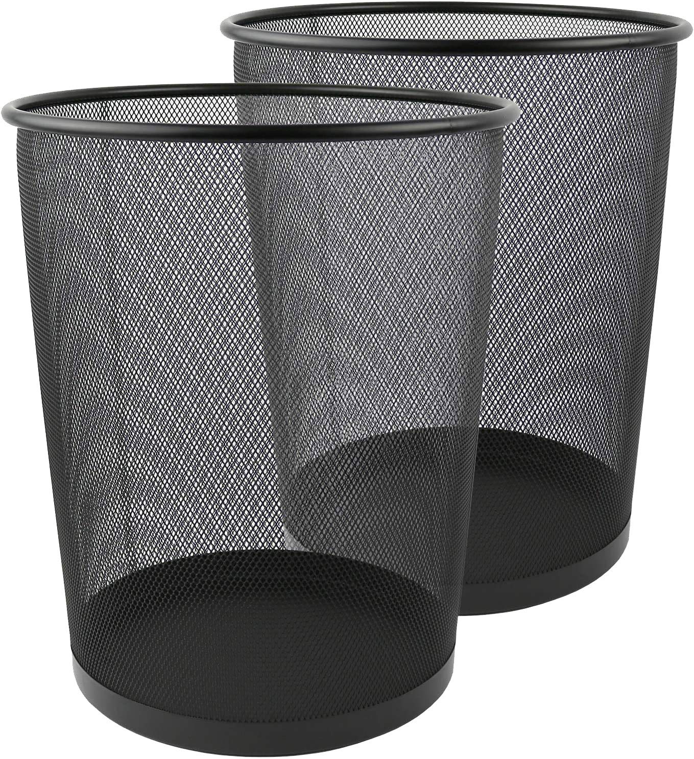 Zuvo Lightweight and Sturdy Circular Mesh Waste Bin, Metal Black, 19 x