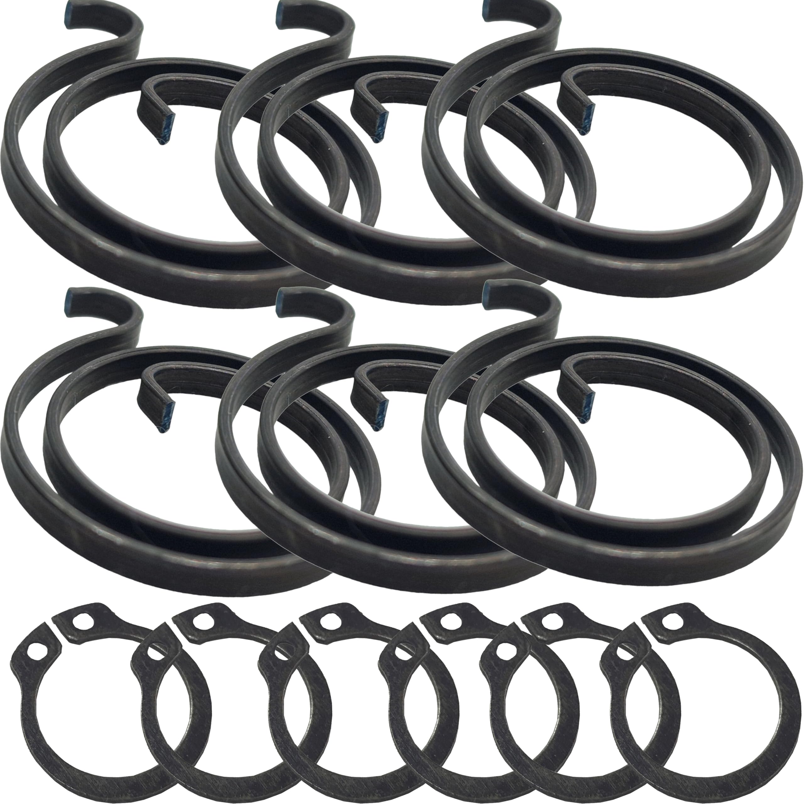 2 Turns Door Handle Spring Replacement Kit Coil, 2.5mm Thick with Circlips, Repair Hardware (6 Springs 6 circlips)