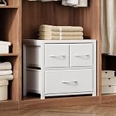 Homeiju Stackable 3-Drawer Fabric Dresser with Waterproof Wood Top &ndash; Closet Drawers &amp; Storage Drawers for Bedroom, Modern Metal Frame Design (2 Tier-1 Pack)