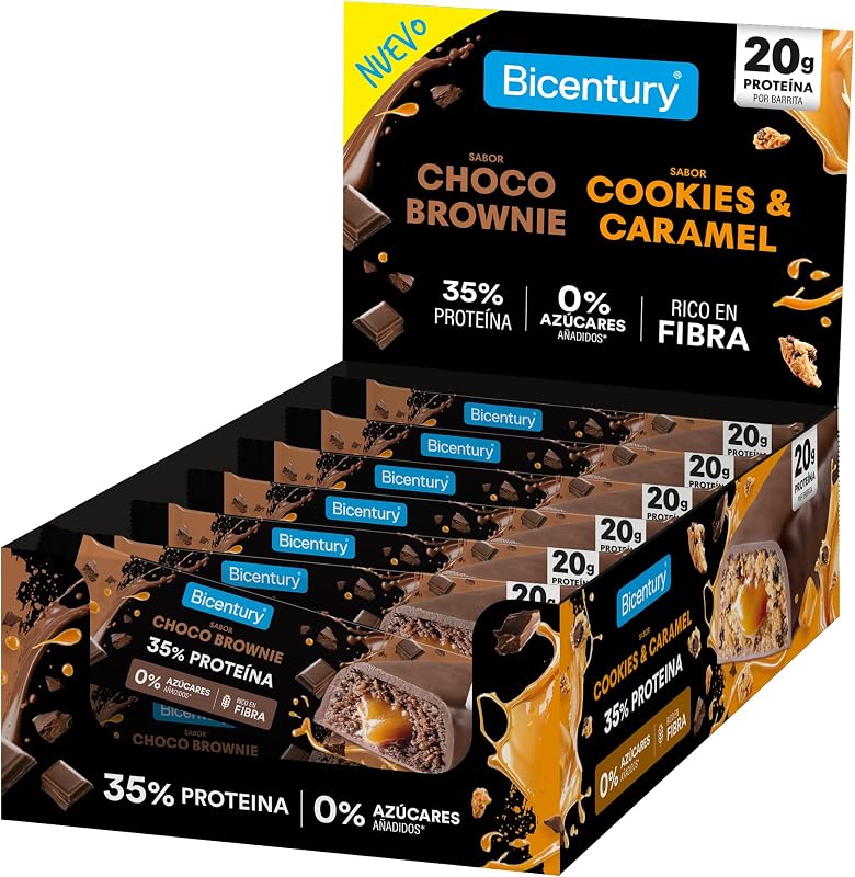 Barritas Proteicas Choco Brownie 20g Proteína | Pack 12 Barritas | Sin Azúcares Añadidos | Alto en Fibra | Snack Fitness Rico en Proteínas
