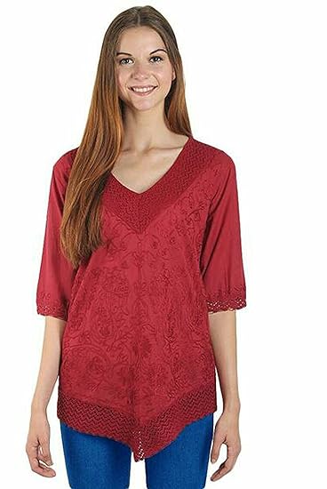 Women's Cotton V-Neck Tshirt,Red