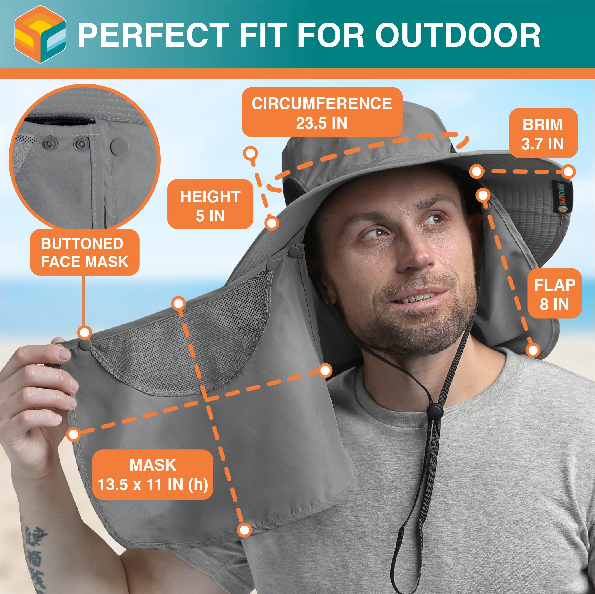 Outdoor Uv Protection Sun Hat Wide Brim Cap Quick-Drying Hat For Fishing Hiking - Navy