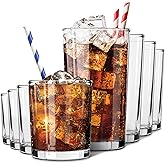 Clear Plastic Drinking Glasses (8 Piece) Shatter Proof Acrylic Drinkware Cup Set 12 & 16oz Combo Pack For Home, Outdoors Restaurants & Kitchen, Stackable Reusable BPA Free Plastic Tumblers