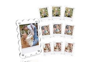 NEUREGY 10 Pack 2.36 x 3.54 Inch Acrylic Fridge Magnetic Frame Scalloped, Double Sided Polaroid Frame, Refrigerator Magnet Picture Frame for Fujifilm Instax Mini