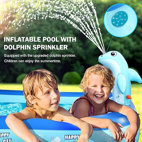 Betheaces Inflatable Pool with Dolphin Sprinkler, Swimming Pool