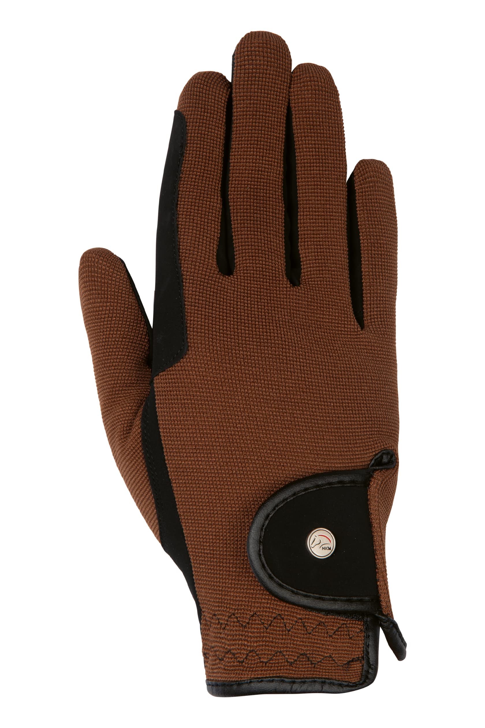 HKM Unisex Professional Nubuk Look Riding Gloves, Black/Brown, S