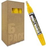 Mighty Marker PM-23 Jumbo Paint Marker, Oil-Based Xylene Paint, Quick-Drying, Chisel Tip, Fade-Resistant, Marks Through Rust, Water, and Oil, for Contractors and Welders, 6 Box (Yellow)
