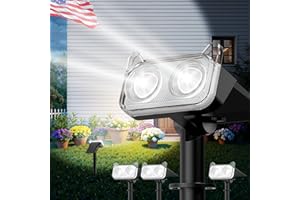 WdtPro Solar Spot Lights Outdoor for Flag, Tree, Sign, Mailbox, Solar Lights Outdoor Waterproof, Bright Landscape Spotlights, Auto ON/Off, Dusk to Dawn Lighting for Yard Patio Garden Pathway, 4 Pack