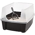 IRIS USA Cat Litter Box, Open Top Kitty Litter Box with Shield and Cat Litter Scoop