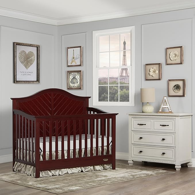 mismatched crib and dresser