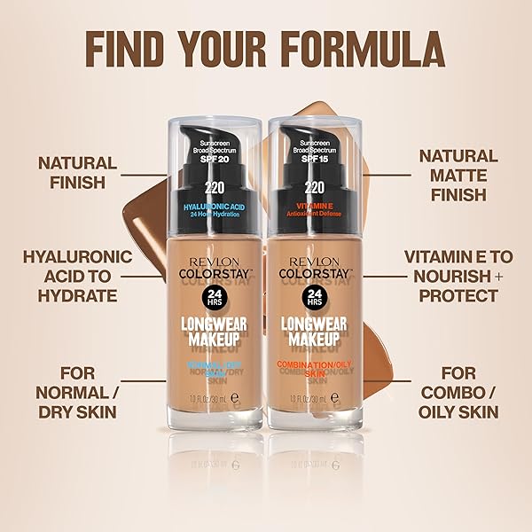 REVLON LIQUID FOUNDATION, COLORSTAY FACE MAKEUP FOR COMBINATION & OILY SKIN, SPF 15, MEDIUM-FULL COVERAGE WITH MATTE FINISH, 375 TOFFEE, 1 FL OZ