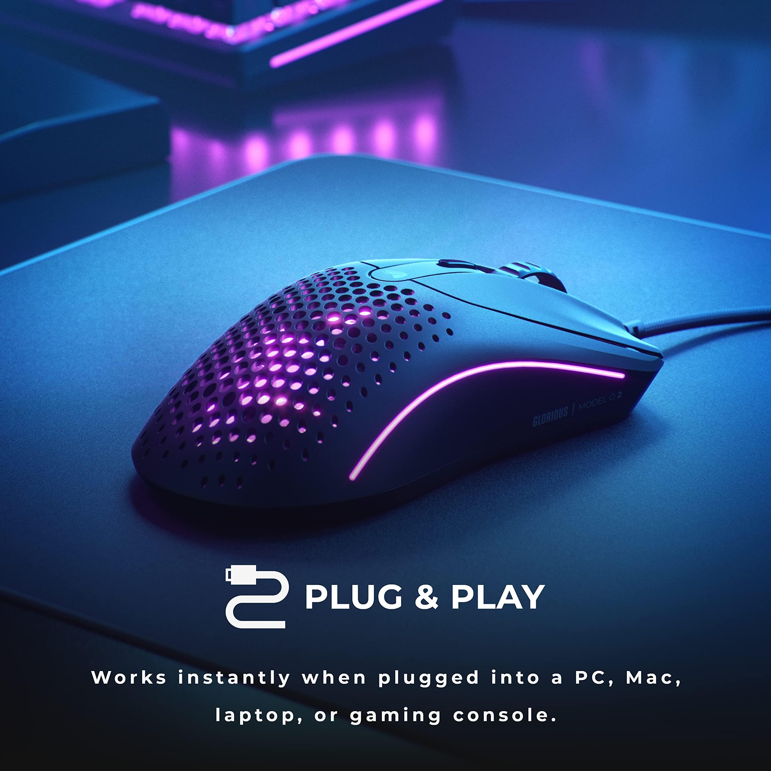Glorious Gaming Model O 2 Wired Gaming Mouse - 59g Ultralight, FPS, 26,000 DPI, Motion Sync, 80M Click Rated Switches, 6 Programmable Buttons, Ambidextrous, RGB, PTFE Feet - Black