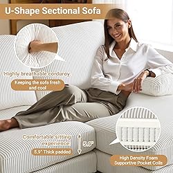 VINGLI 110' U Shaped Comfy Sectional Couch, Double