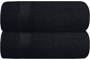 Belizzi Home Cotton 2 Pack Oversized Bath Towel Set 28x55 inches, Large Bath Towels, Ultra Absorbant Compact Quickdry & Lightweight Towel, Ideal for Gym Travel Camp Pool - Black