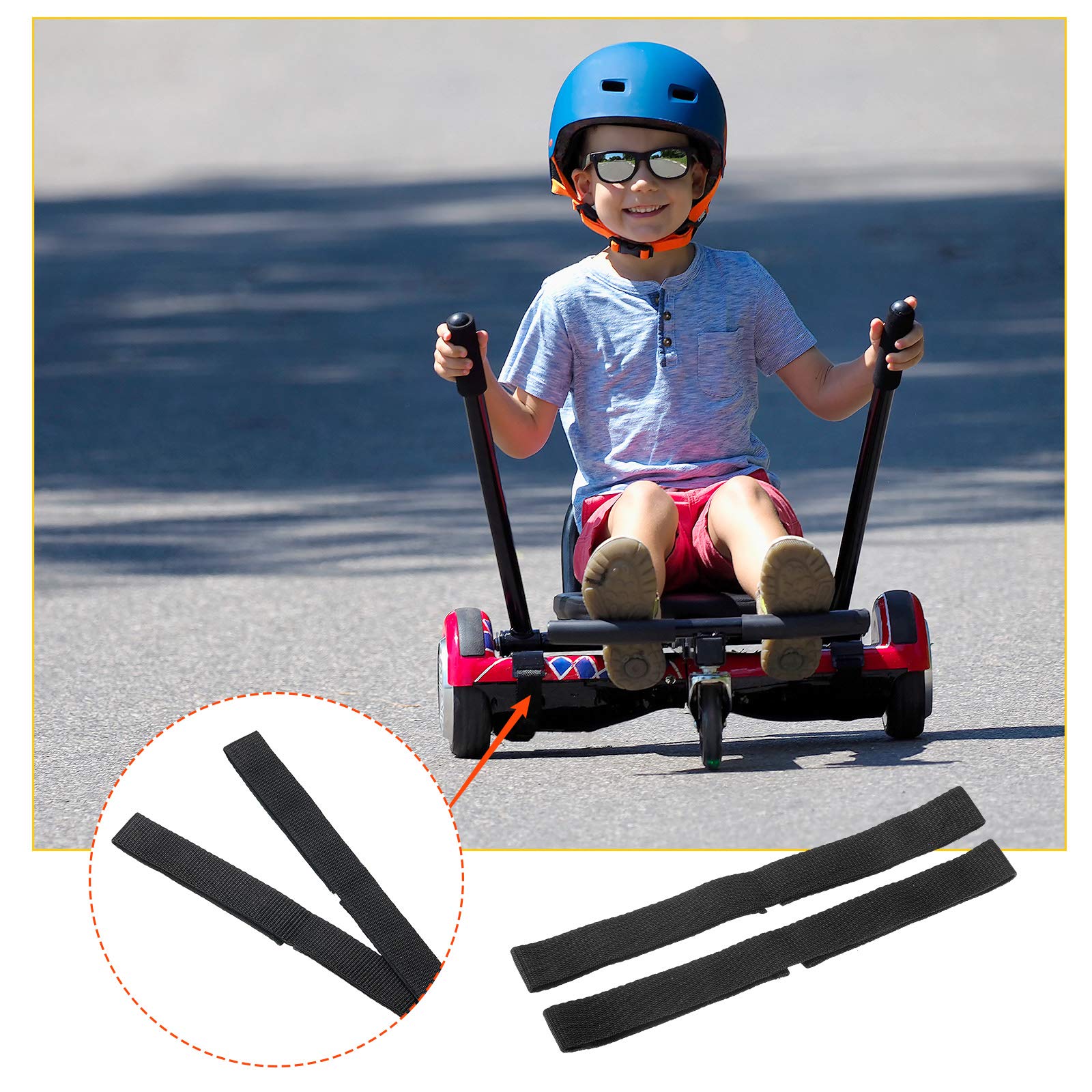 8 Pieces Adjustable Hoverboard Seat Attachment Straps and 4 Hoverboard Go Cart Strap Protector Hook Loop Fastening Cable Replacement for Kart Accessories Self Balance(19.68 Inches)