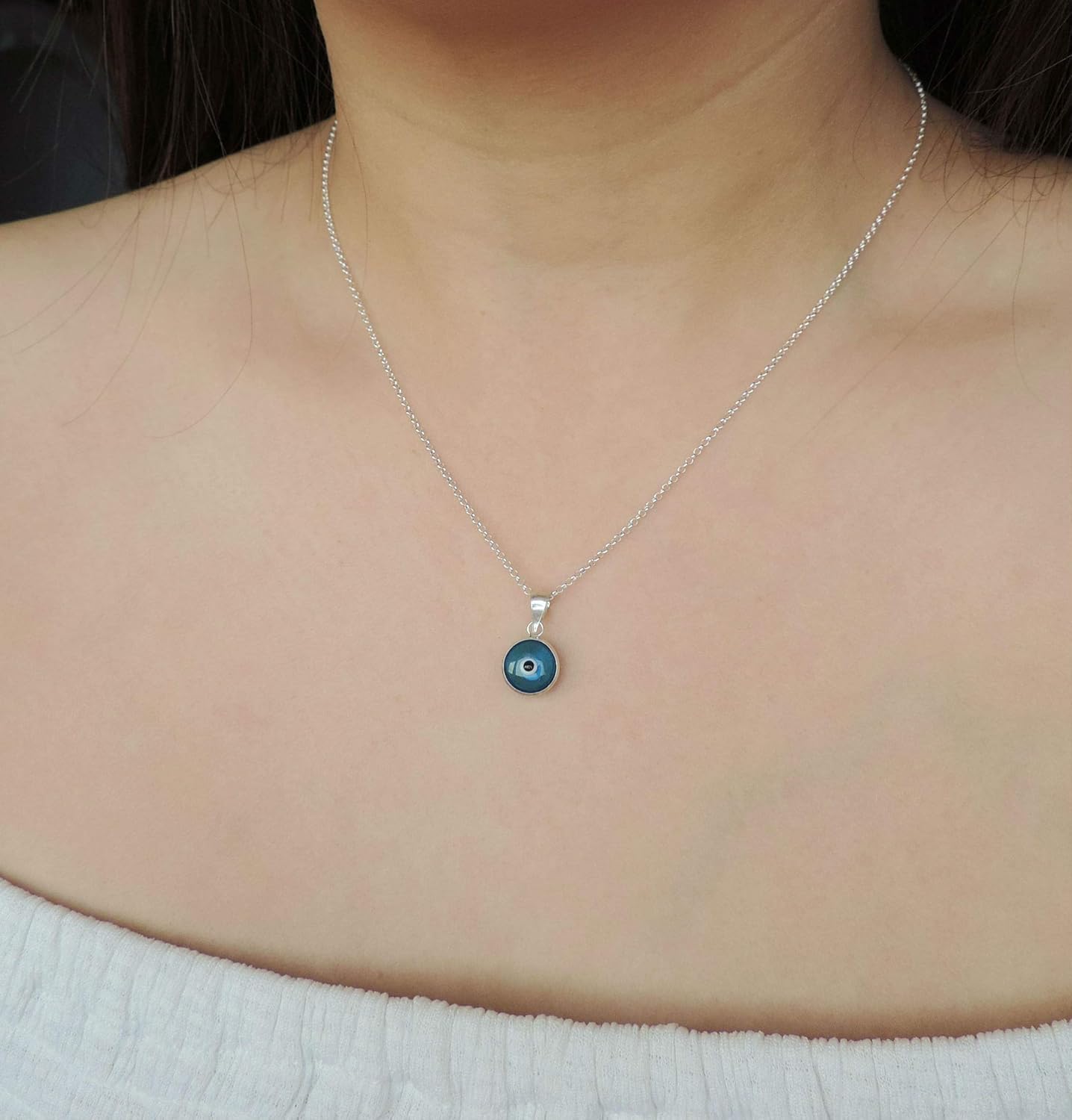 Turquoise Blue Evil Eye Necklace 