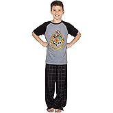 Harry Potter Hogwarts Crest Raglan Plaid Pant Pajama 2pc Set