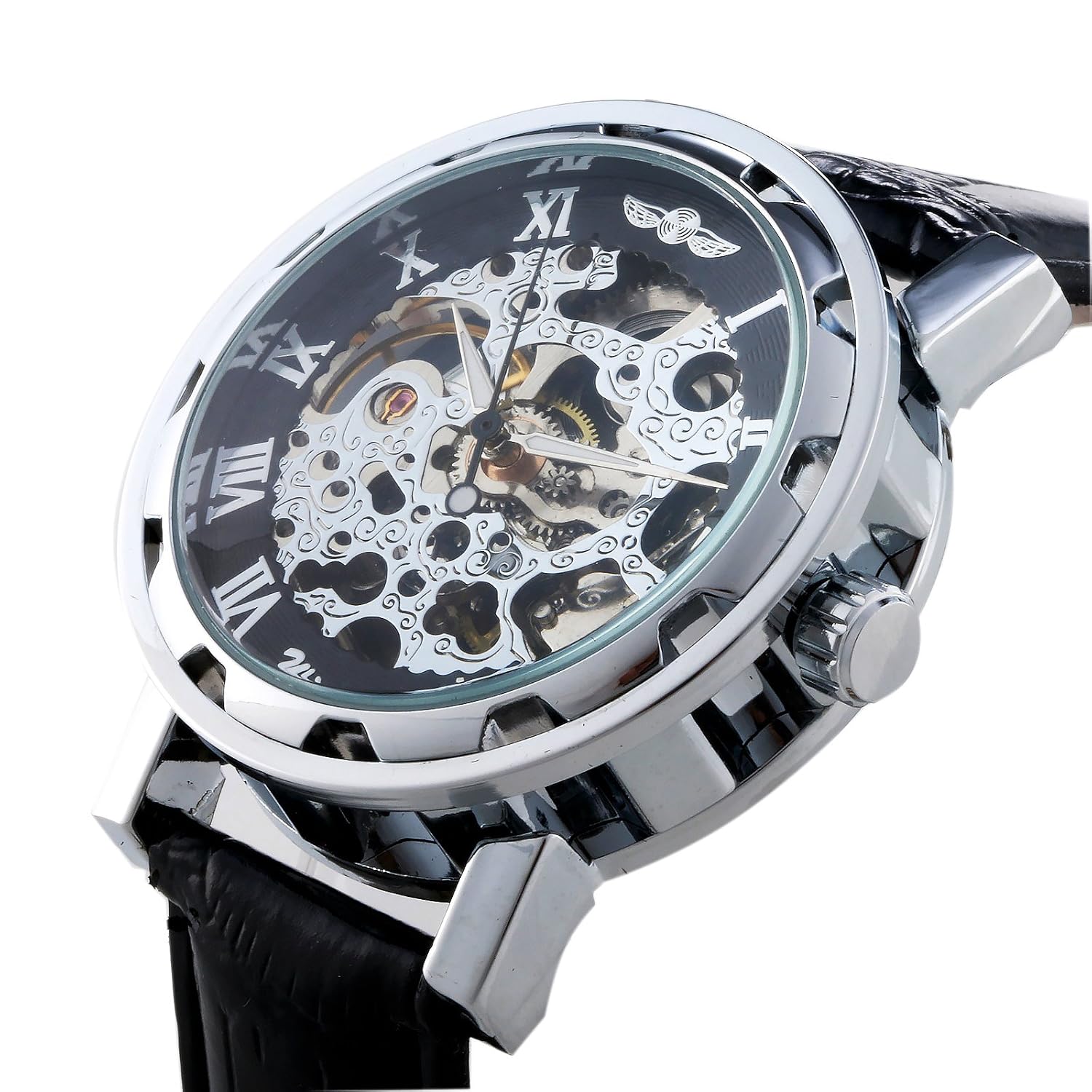 Bingua.com - GuTe Classic Steampunk Mechanical Wristwatch Black