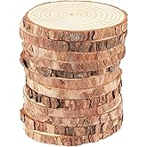 KOHAND 12 PCs 6.3-6.7 Inch Wood Slices for Crafts, Unfinished Wood Rounds with Bark, Round Wooden Discs Circles for Christmas Ornaments Wedding Rustic Decoration DIY Handcrafts Arts