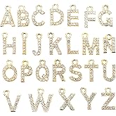 26Pcs A-Z Gold Letter Charms, Includes Full Rhinestone Letter Charms, Jewelry Making Supplies Pendants, Suitable for DIY Hair Clips Decoration and Craft Supplies, Practical Alphabet Charm Pendants