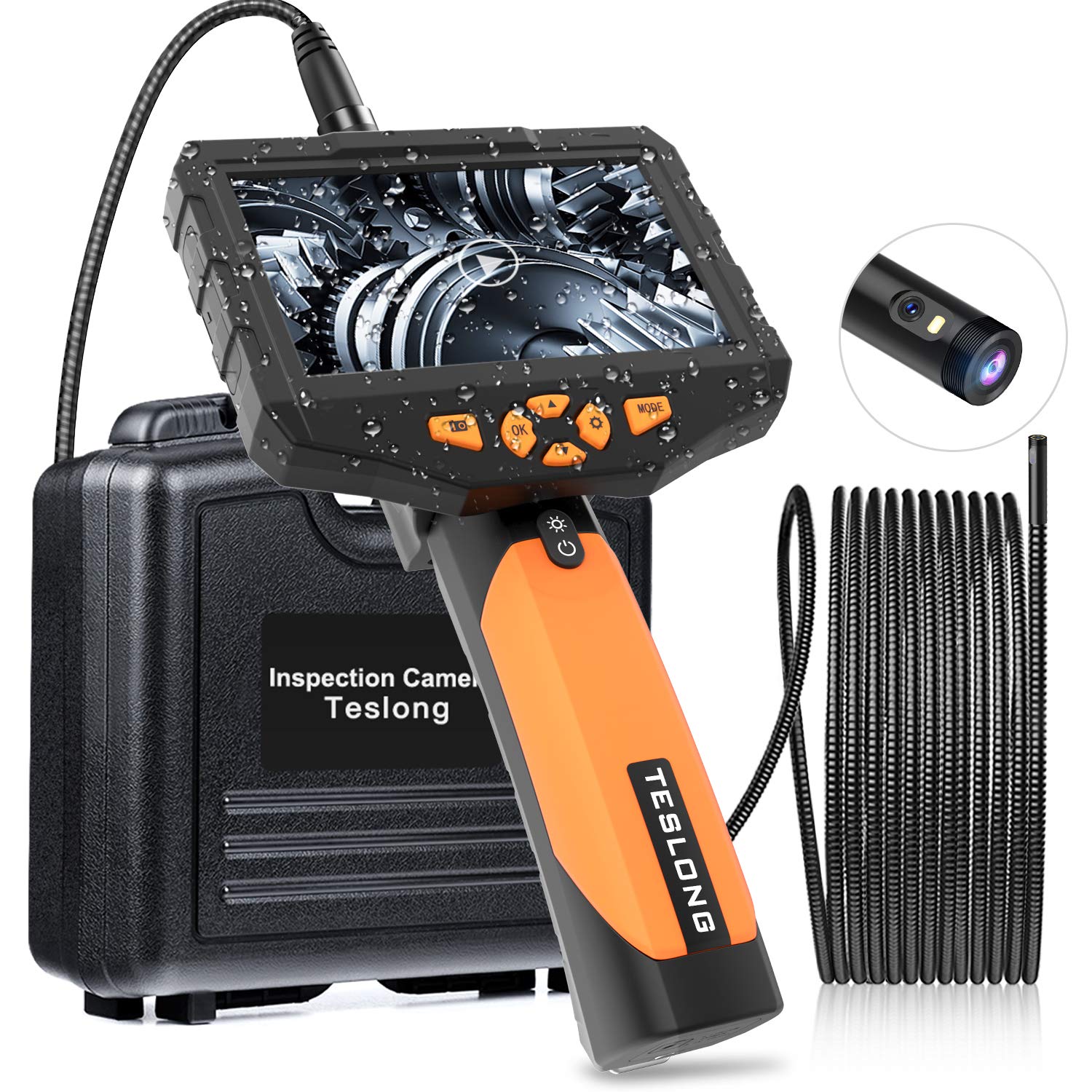 Teslong Inspection Camera, 1080p Dual Lens 4.5” Screen Endoscope