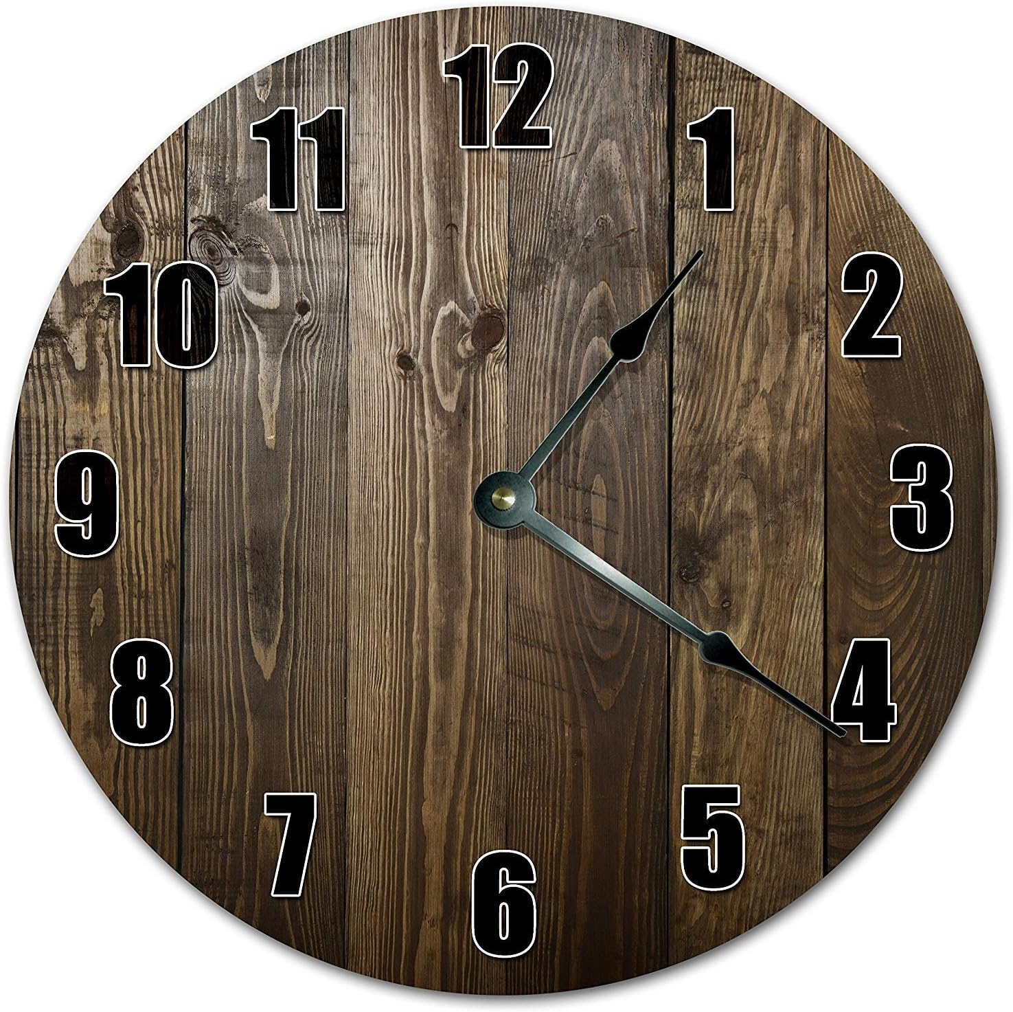 PotteLove 12" Vintage Vertical Wooden Planks Clock Wooden