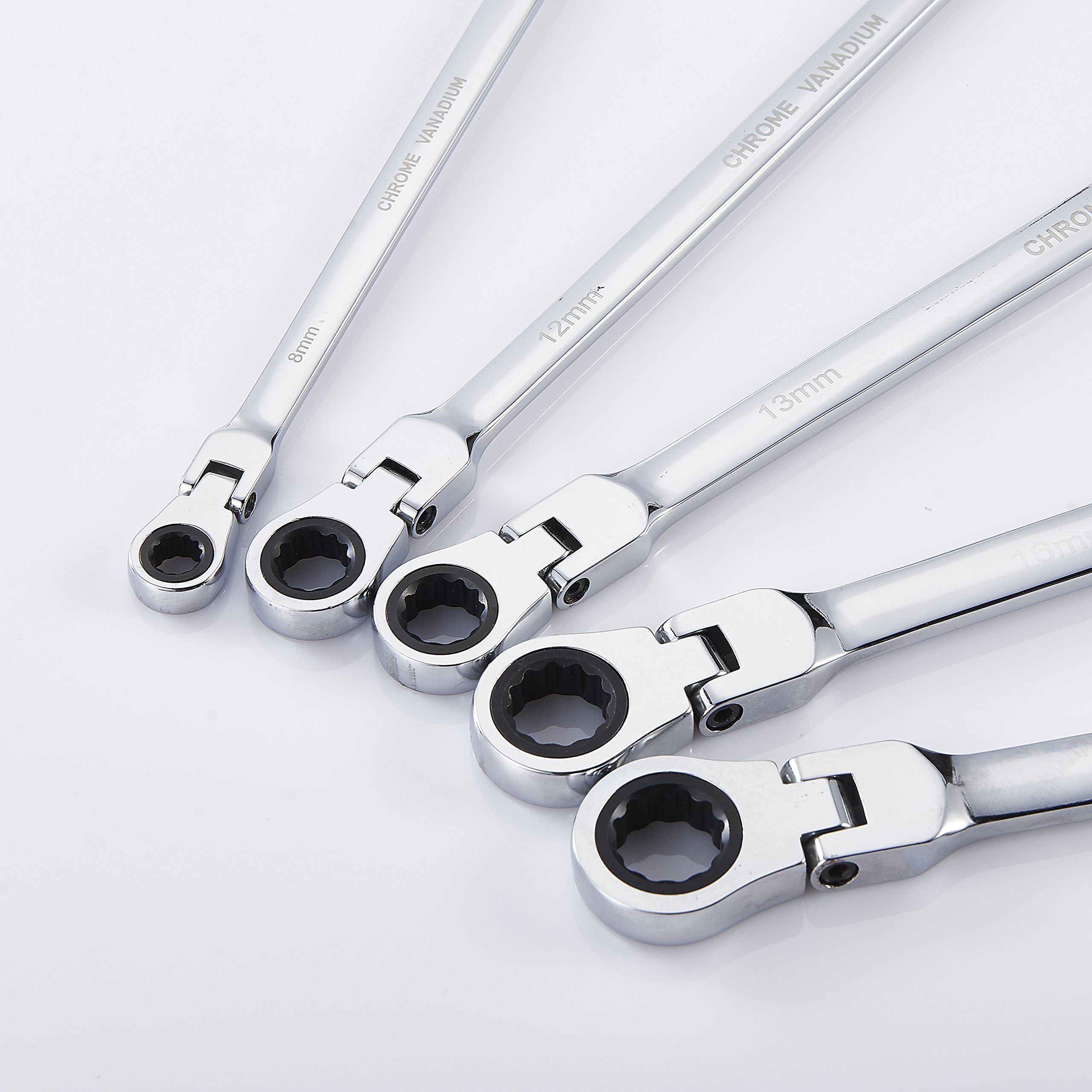 Extra Long Gear Ratcheting Wrench Set Metric XL Extended Handle with