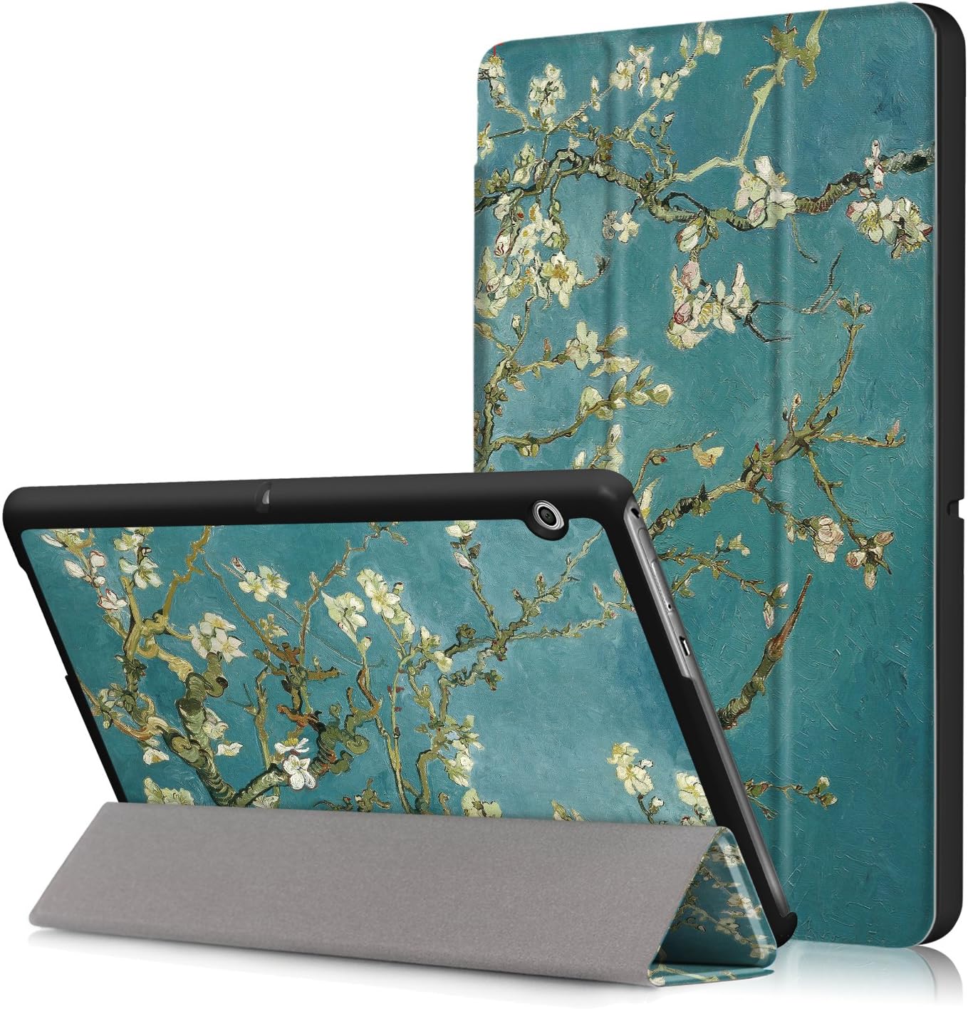 Xuanbeier Huawei MediaPad T3 10 9.6 inch PU Leather Shell Case - Ultra Slim Lightweight Standing Cover for HUAWEI T3 10 9.6 inch (Apricot Flower)