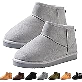 E E EMPTY ENTIRE Mini Snow Boots for Women, Lightweight Ankle Snow Boots, Non-slip Suede Womens Boots for Outdoor Indoor