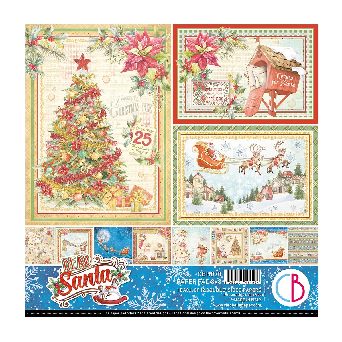 Ciao Bella 8"x8" Dear Santa Christmas Themed Paper Pad