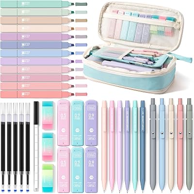 Four Candies Fourteen 39 PCS Cute School Supplies Pencil Case Blue