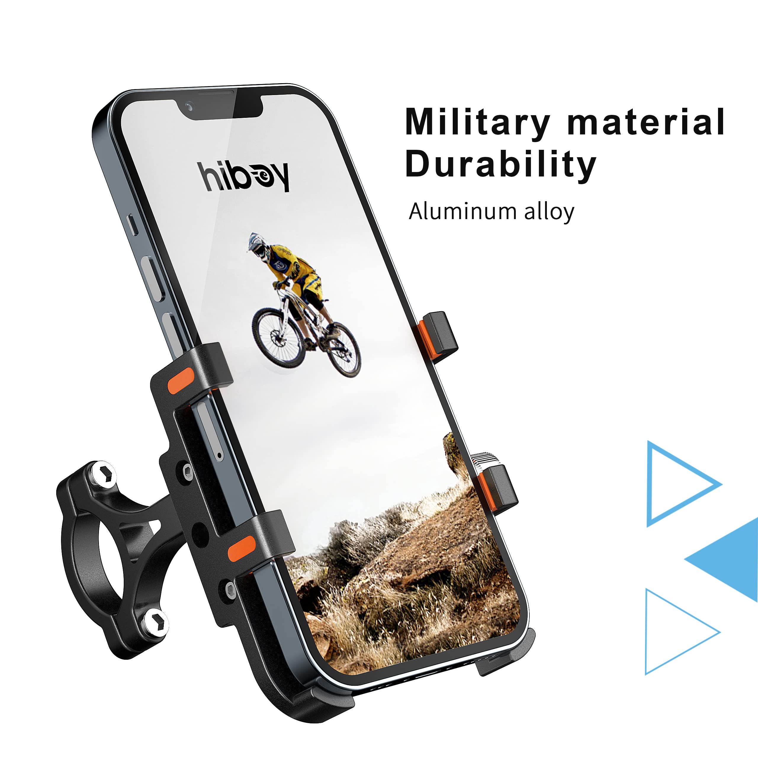 Hiboy Motorcycle Phone Mount, Adjustable Bike Phone Mount, 360° Rotation Phone Holder for Electric Scooter, Mountain, Dirt Bikes, Compatible iPhone & Android