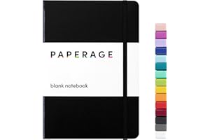 PAPERAGE Blank Journal Notebook, (Black), 160 Pages, Medium 5.7 inches x 8 inches - 100 gsm Thick Paper, Hardcover