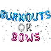 Burnouts or Bows Gender Reveal Decorations Burnouts or Bows Foil Balloon Banner Blue Car Wheel and Pink Bow Tie Party Decoration for He or She Baby Shower Gender Reveal Baby Shower Supplies
