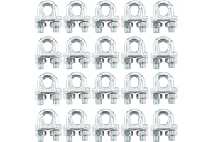MAHIONG 20 Pack 1/2 Inch Wire Rope Clamp, M12 Zinc Plated Wire Rope Clip, Carbon Steel Cable Clamps, U Bolt Saddle Fastener Clothesline Tightener, Silver