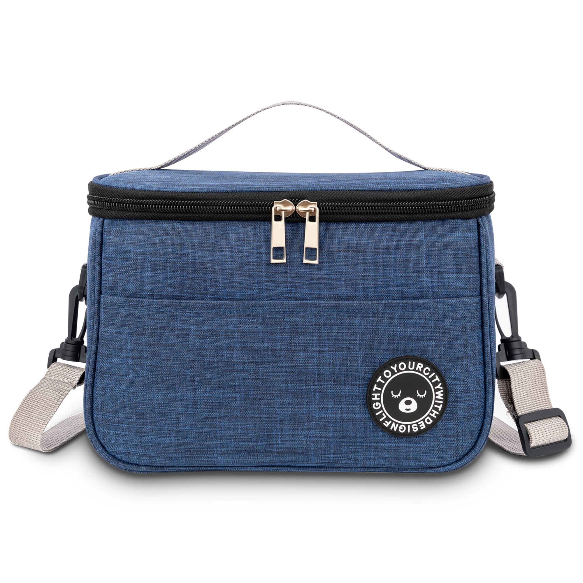 BEHONA 6.4L Insulated Lunch Bag for Adults, Foldable Cooler Bag with Oxford Fabric & Aluminum Foil Lining, Office Gym Commute Lunch Tote (Blue)