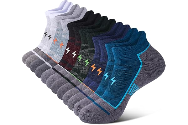 Cirorld Mens Ankle Running Socks, Athletic Cushioned Low Cut Moisture Wicking Cotton Short Sports Socks, 6 Pairs